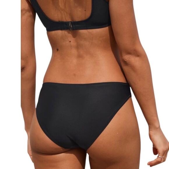 Aerie NWT Stylish Full Coverage Cheeky Bikini Bottom Solid Black Medium - Picture 10 of 12